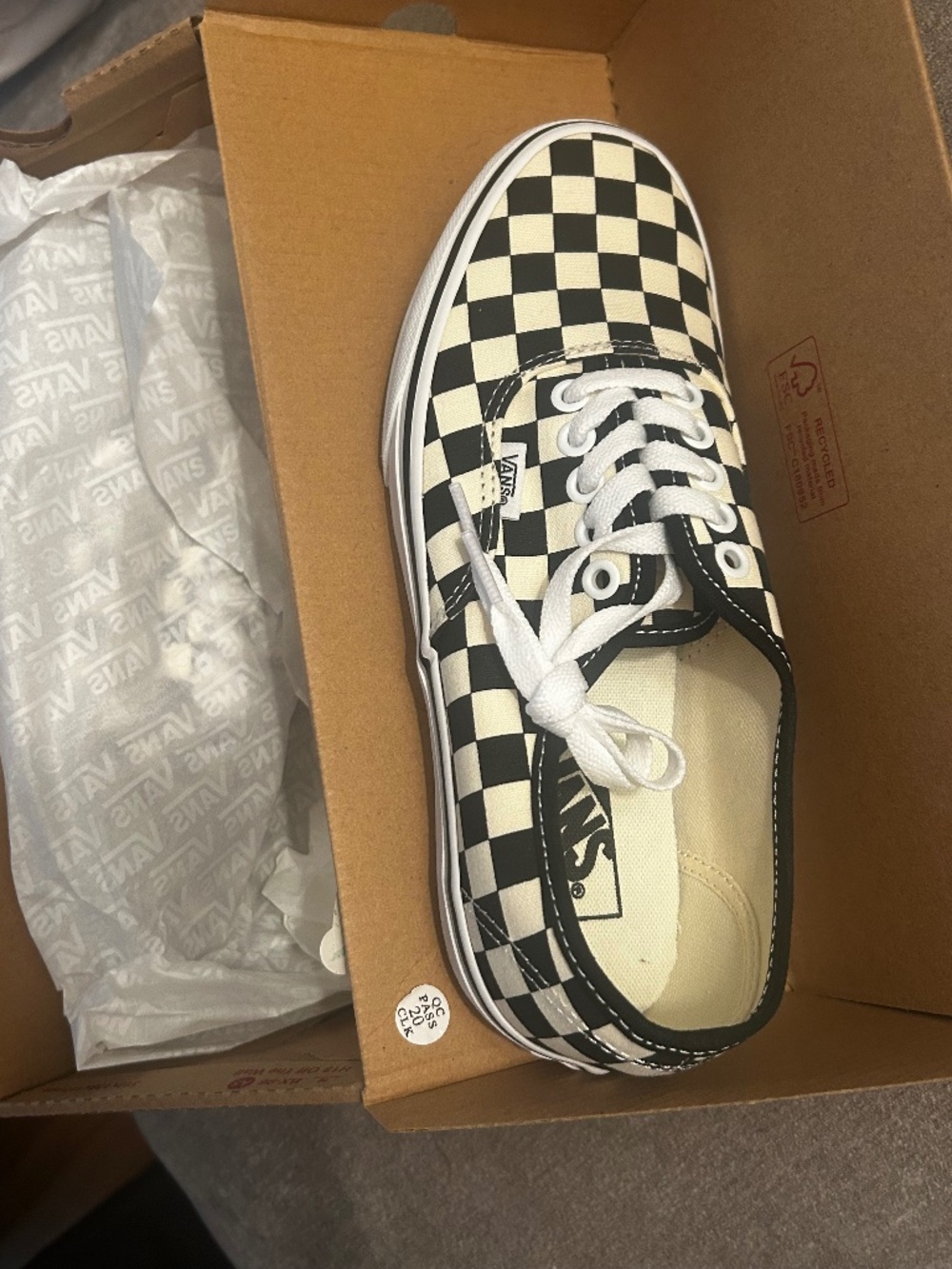 Vans Authentic Primary Checkerboard Skate Shoe - Black / White